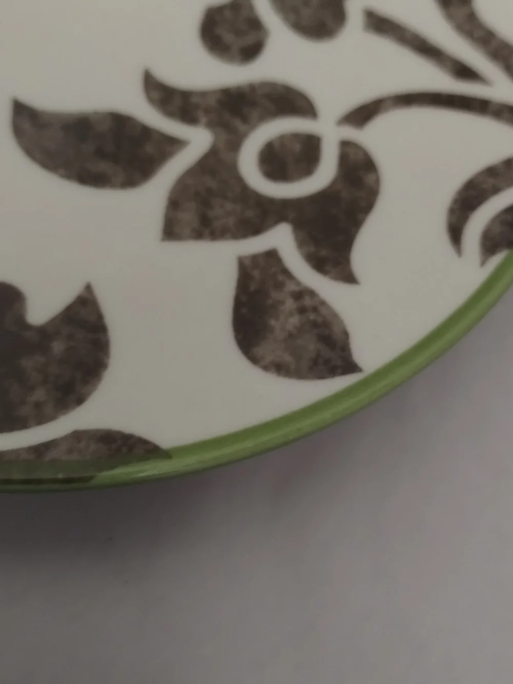 2 Southern Living Terrace Salad/Dessert Plates Brown Floral Print /Green Trim
